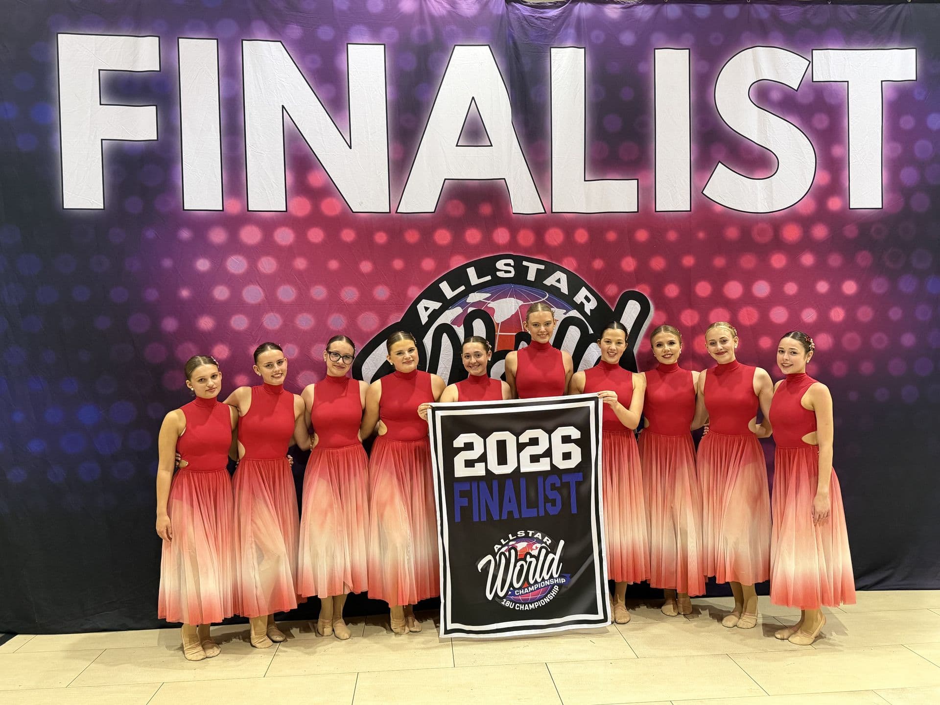 Allstar Worlds finalist team on stage in Florida