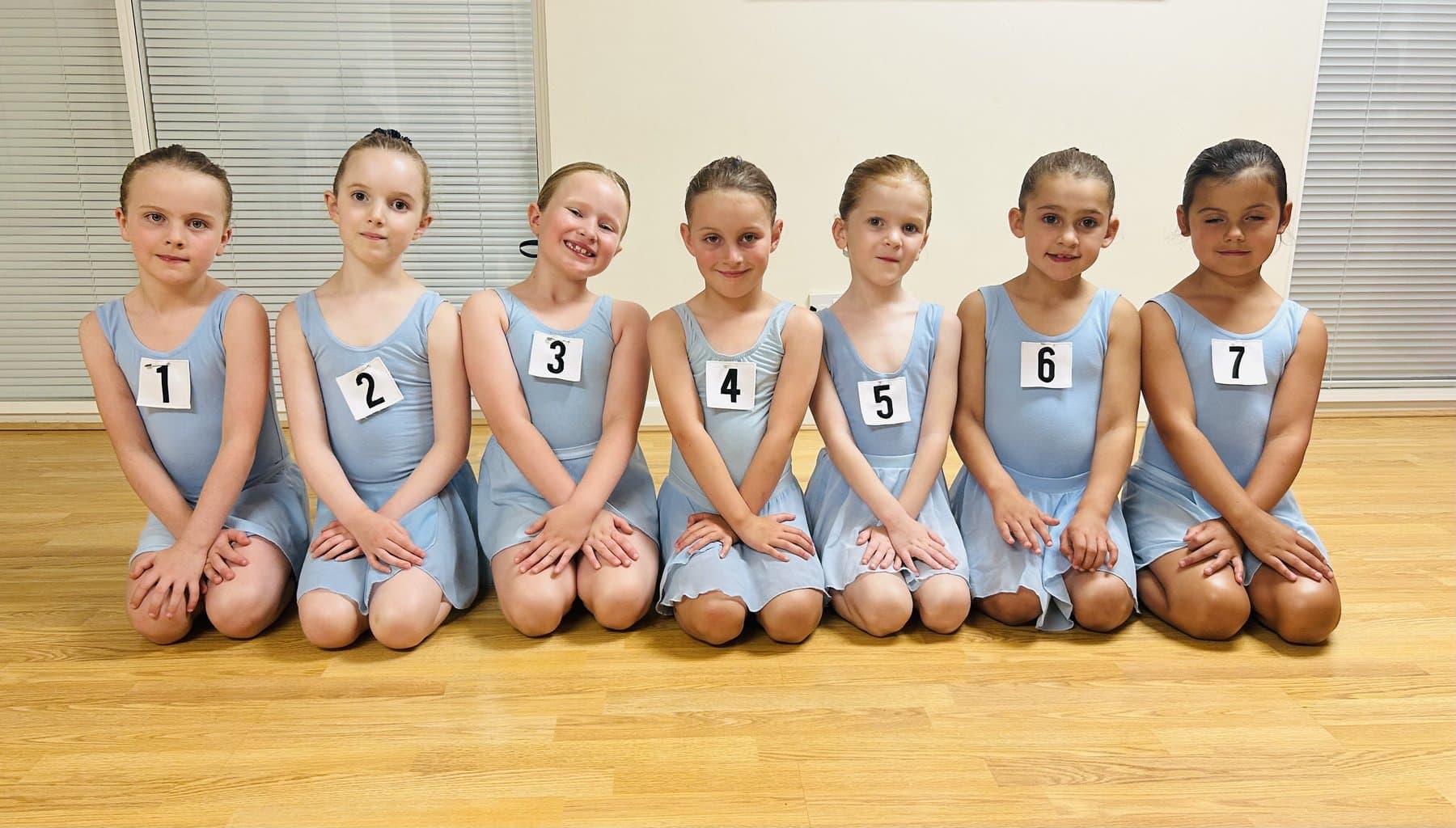 Young ballet students on exam day